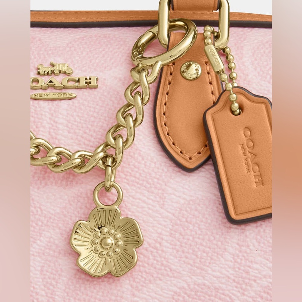 Coach Mini Rowan Crossbody Bag In Signature Canvas CEK79 Powder Pink Brown NWT - Picture 9 of 13